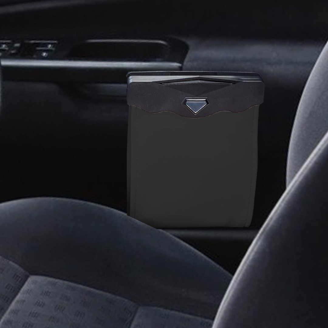 Poubelle de voiture magnétique en cuir avec lumière et sacs poubelles