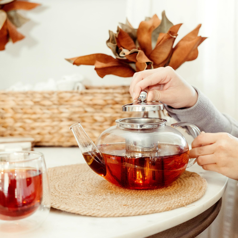 BAYTIGO® إبريق شاي زجاجي شفاف مع مصفاة
