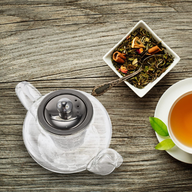 BAYTIGO® إبريق شاي زجاجي شفاف مع مصفاة