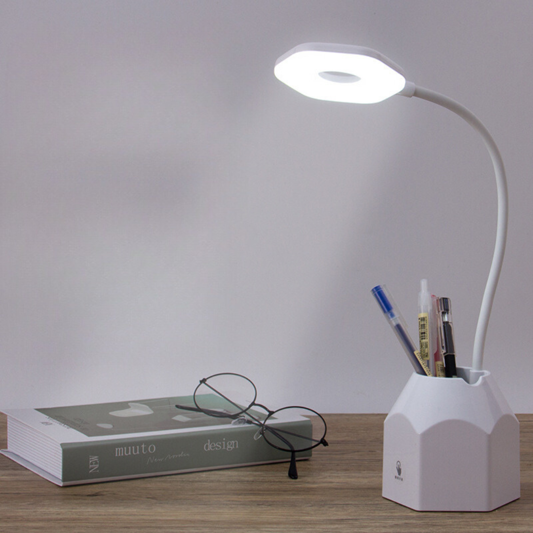 مصباح LED مكتبي قابل للطي - إضاءة مريحة وحامل هاتف وقلم