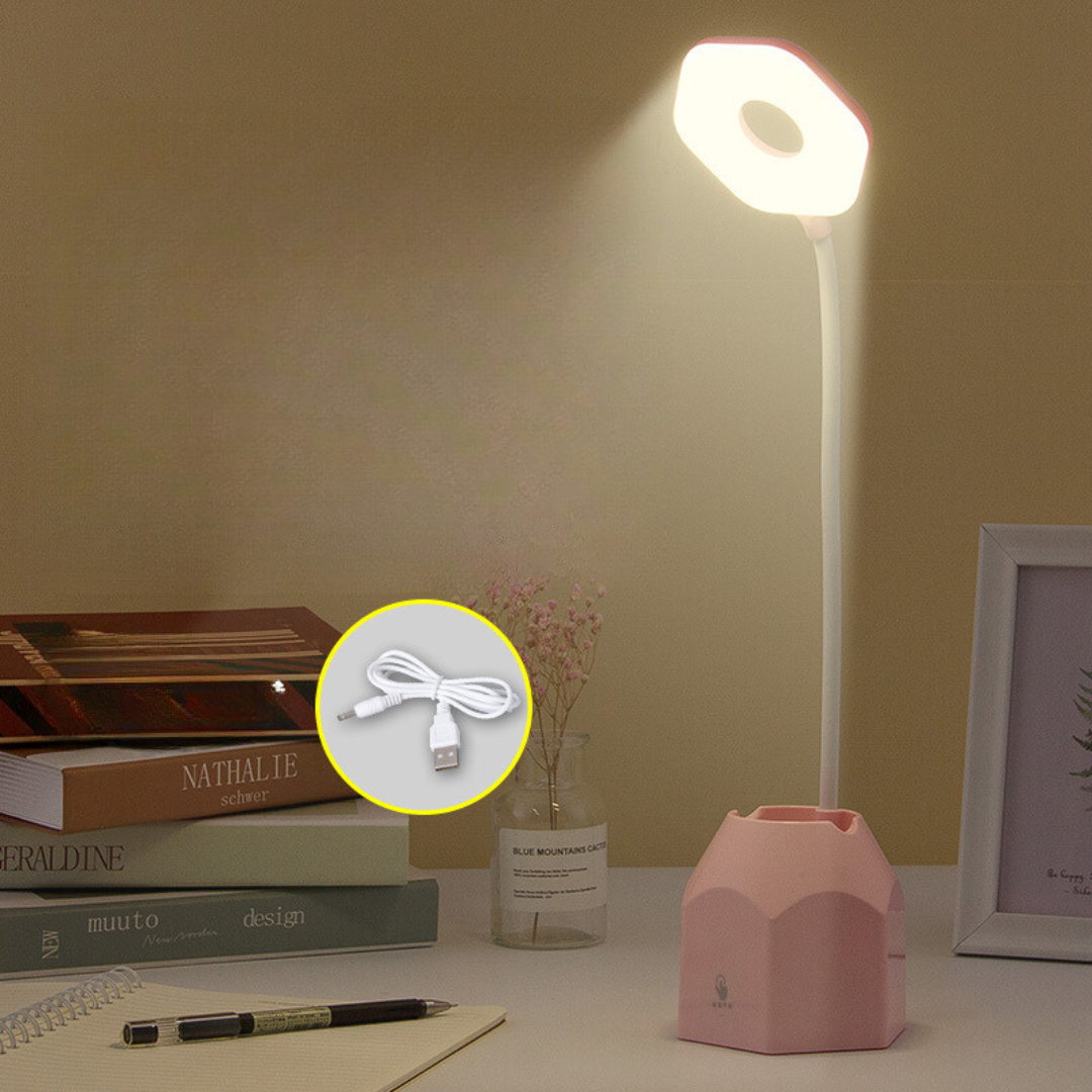 مصباح LED مكتبي قابل للطي - إضاءة مريحة وحامل هاتف وقلم