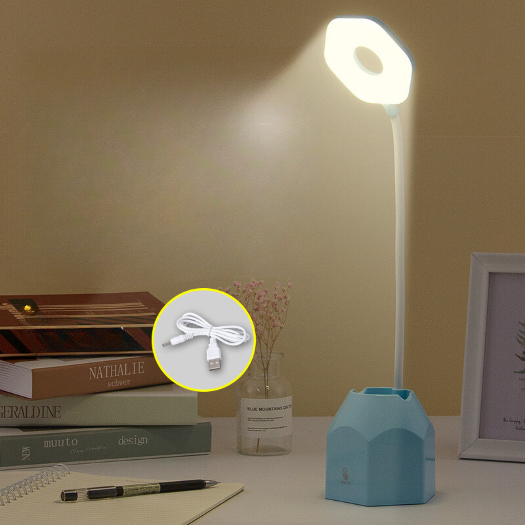 مصباح LED مكتبي قابل للطي - إضاءة مريحة وحامل هاتف وقلم