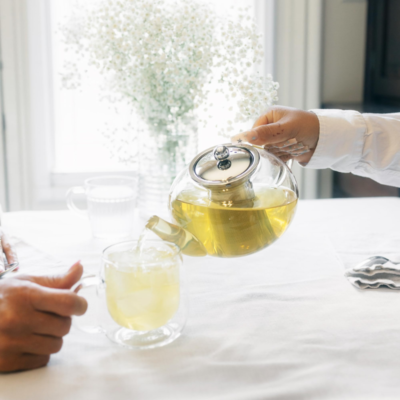 BAYTIGO® إبريق شاي زجاجي شفاف مع مصفاة