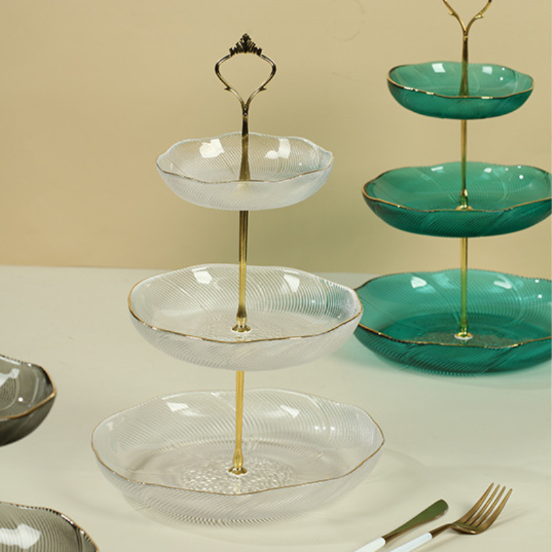 BAYTIGO® طبق زجاجي ثلاثي الطبقات لطاولة