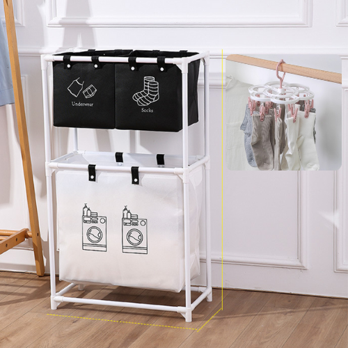 Pack d'organisation (3 en 1) : Panier à linge compartimenté + Cintre intelligent - Cadeau 🎁