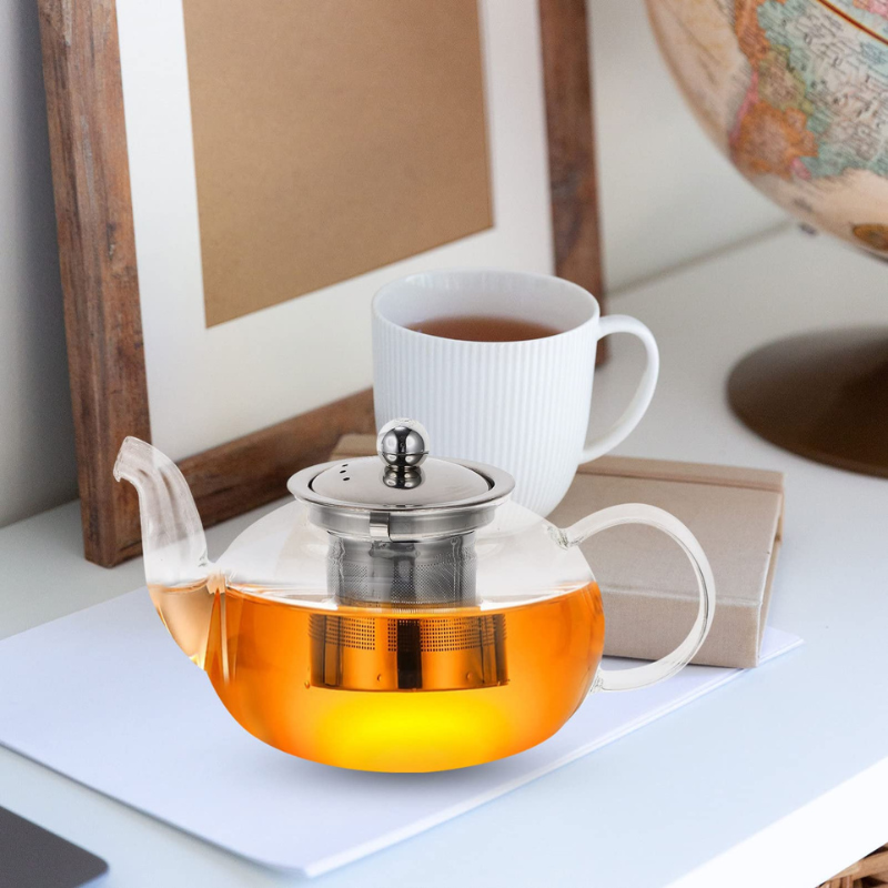 BAYTIGO® إبريق شاي زجاجي شفاف مع مصفاة