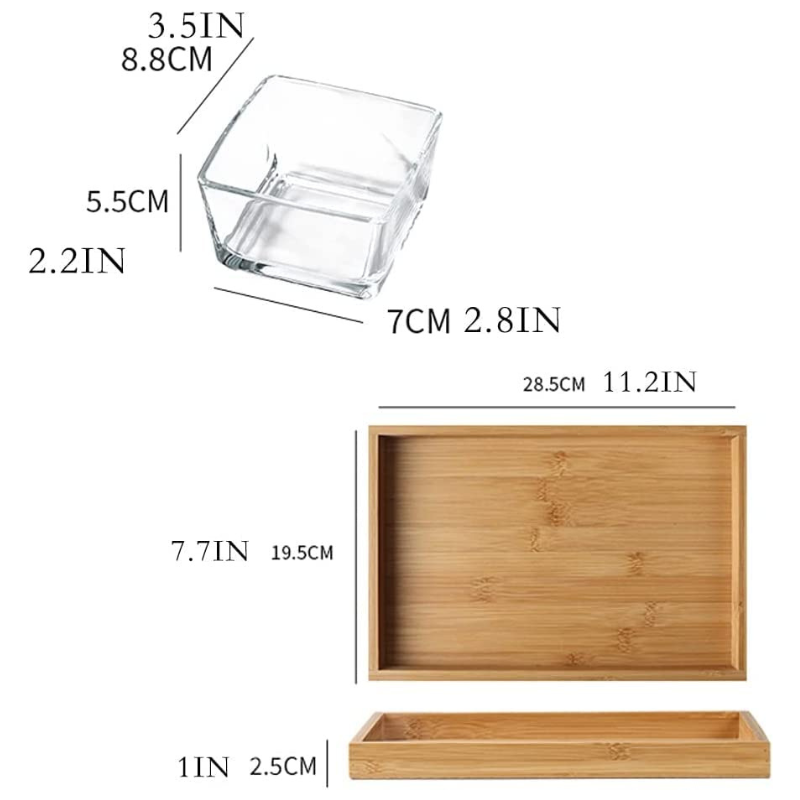 BAYTIGO® Snack Assiette Set 6 Verre avec Plateau en Bois