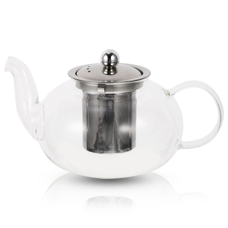 BAYTIGO® إبريق شاي زجاجي شفاف مع مصفاة