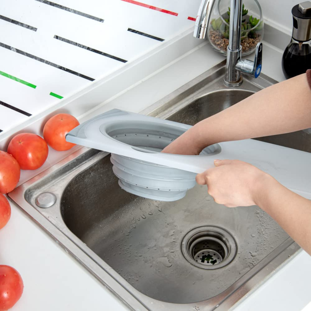 لوح تقطيع متعدد الوظائف مع سلة تصفية قابلة لطي