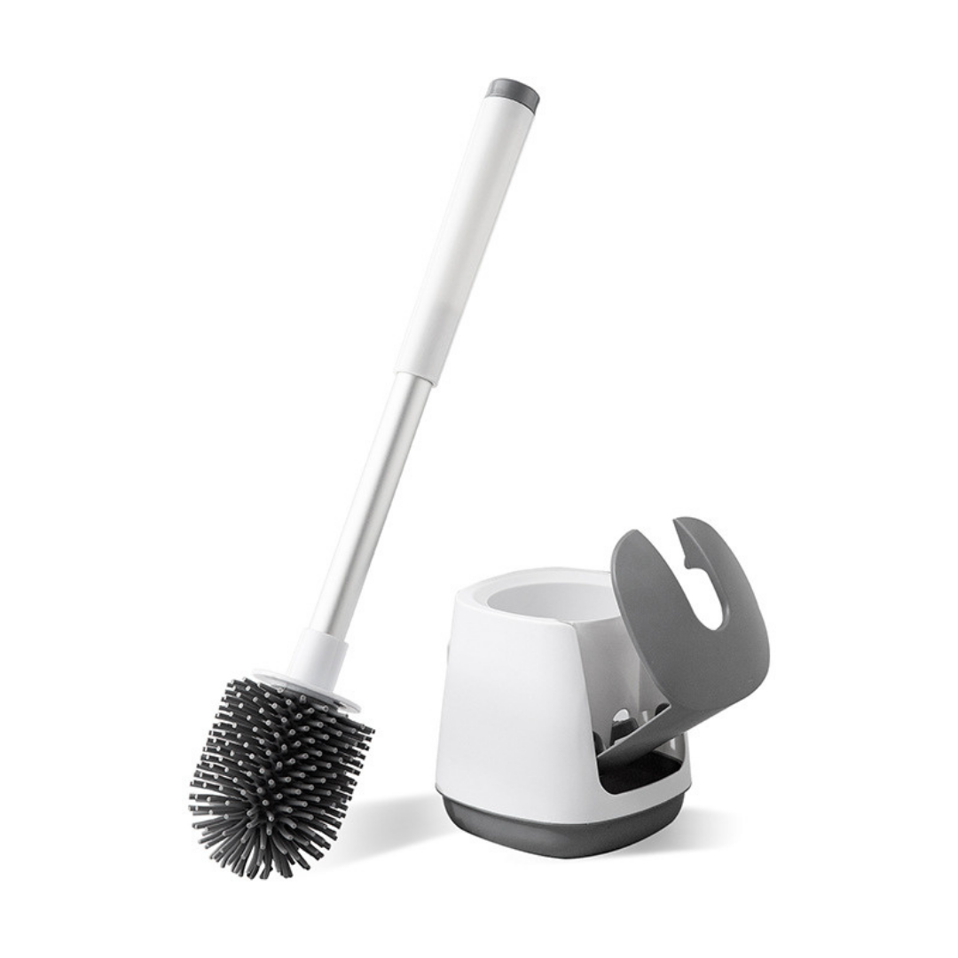 Brosse de toilettes automatique avec support pour un nettoyage efficace du bain. Conception moderne pour un entretien facile et une propreté optimale de votre salle de bain.