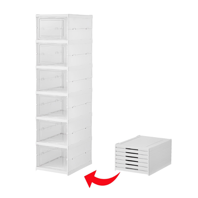 Organisateur pour chaussures avec face transparente, facile à assembler sans outils, idéal pour garder vos chaussures organisées et visibles.