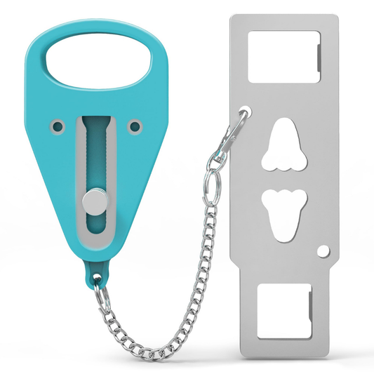 Verrou portable pour porte, offrant une sécurité renforcée et une installation facile. Idéal pour garantir la protection dans divers environnements comme les hôtels et les résidences. Parfait pour les voyageurs et l'usage domestique.