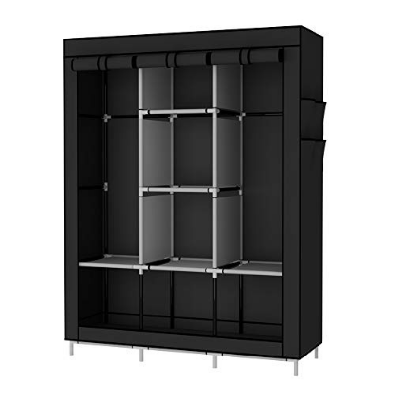 Armoire portable BAYTIGO® : 6 étagères, 2 sections suspendues, 4 poches latérales