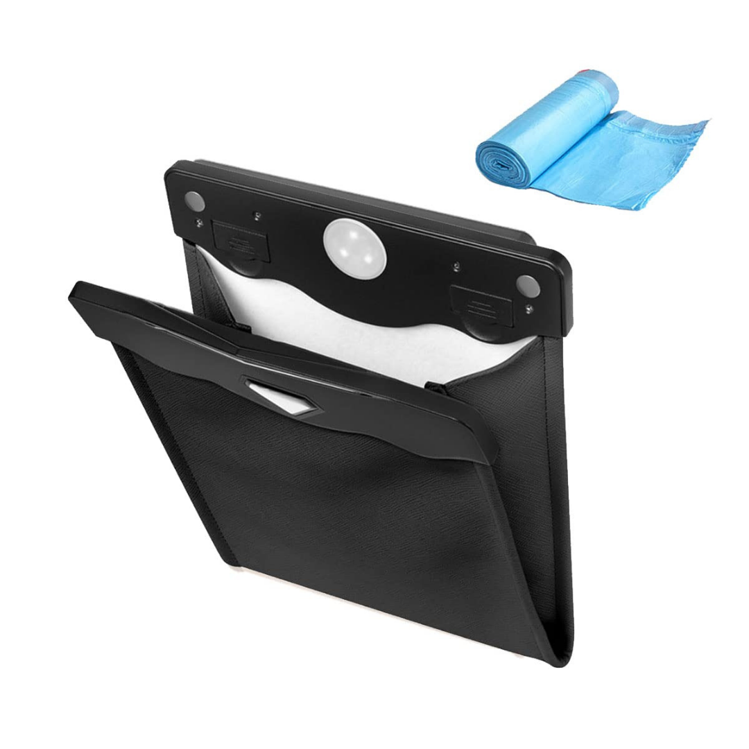 BAYTIGO® Poubelle de voiture en cuir magnétique avec lampe et sacs poubelles