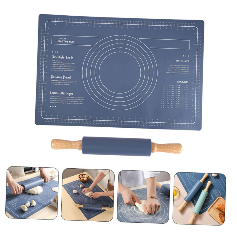 Pack d'ustensiles pour la préparation des pâtisseries de l'Aïd – Tapis, rouleau, découpeur, et moule à gâteau en inox.
