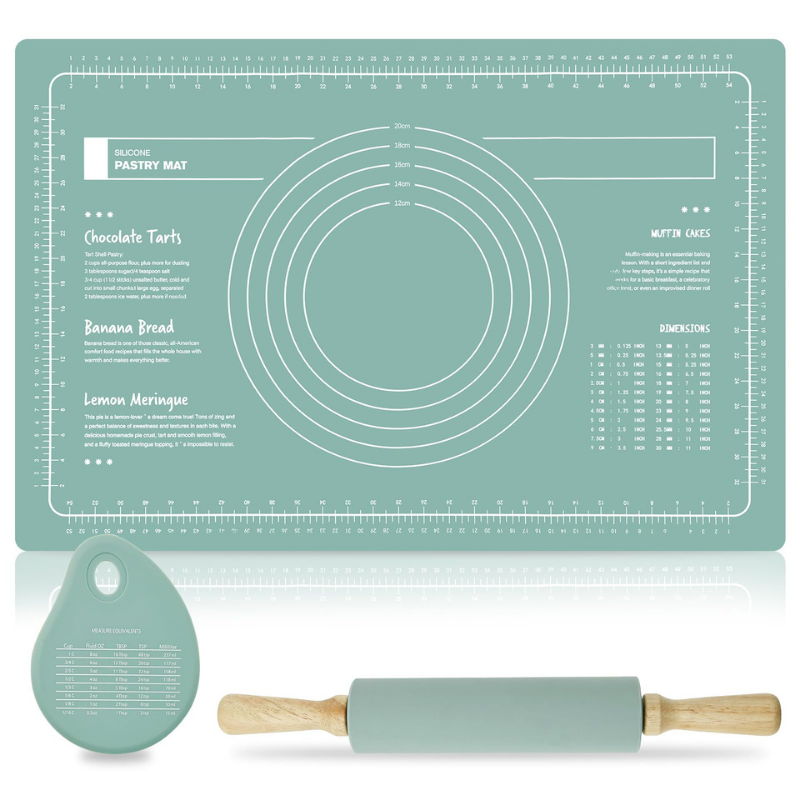 Pack d'ustensiles pour la préparation des pâtisseries de l'Aïd – Tapis, rouleau, découpeur, et moule à gâteau en inox.