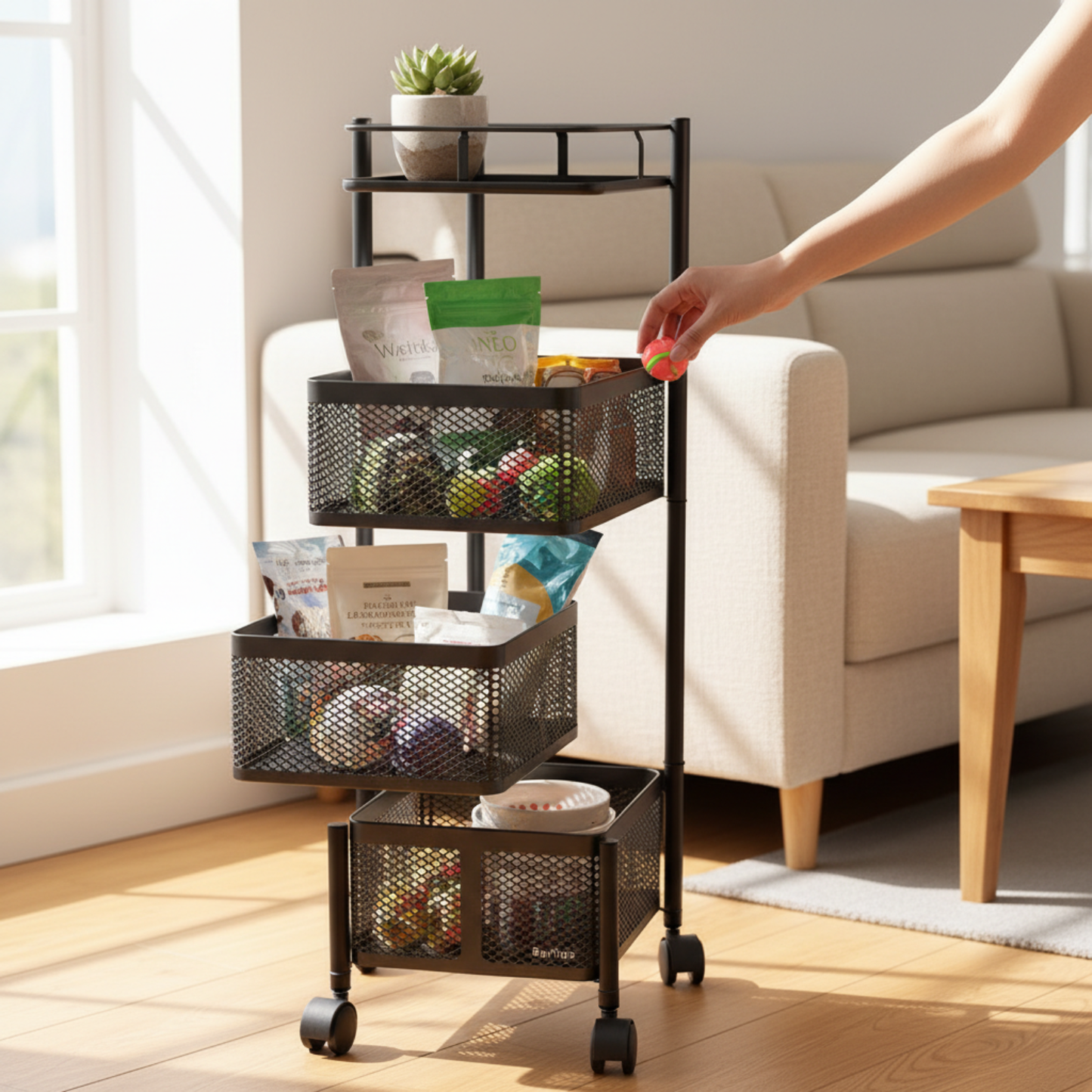 L'organisateur rotatif à 5 niveaux (360°) fera briller votre cuisine de propreté.