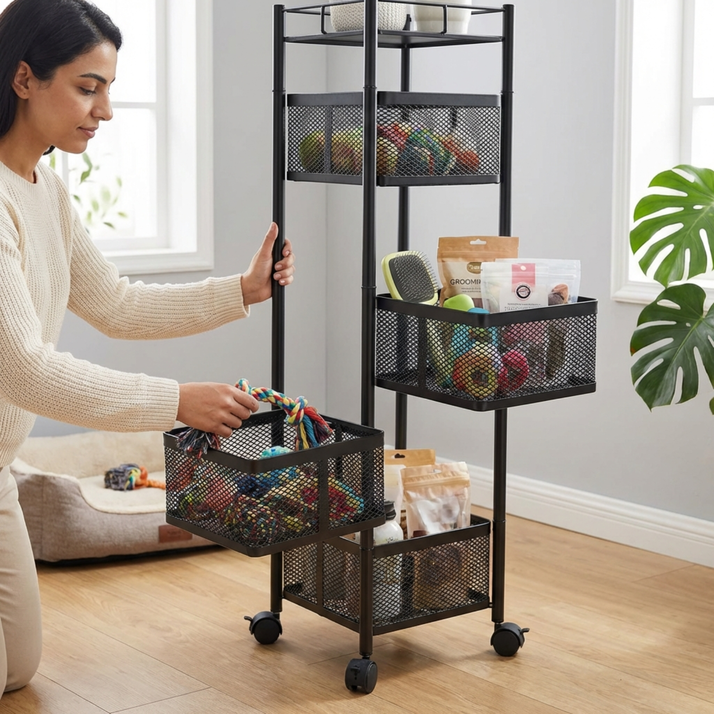 L'organisateur rotatif à 5 niveaux (360°) fera briller votre cuisine de propreté.