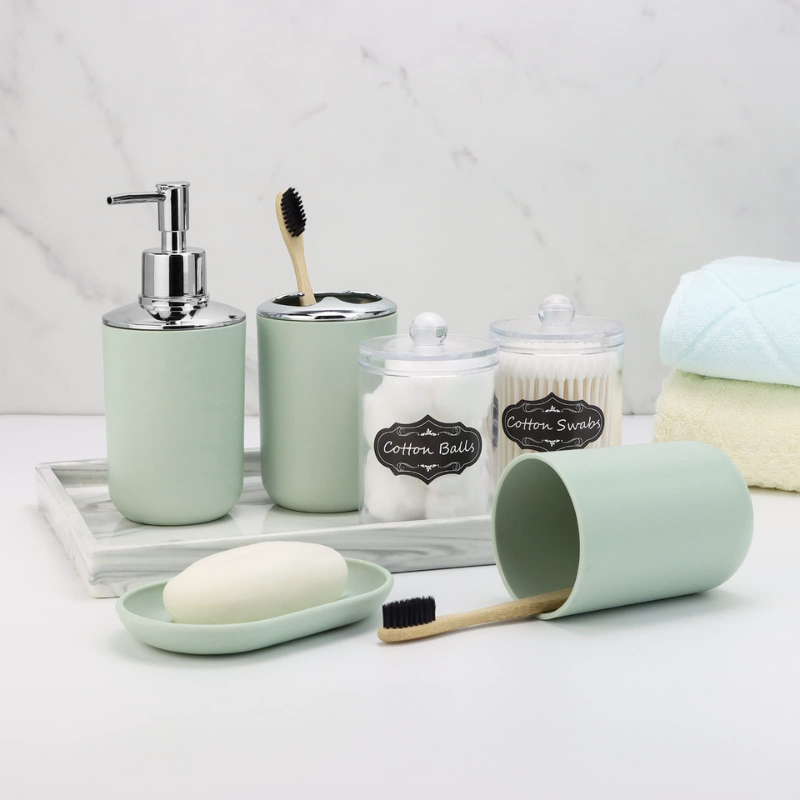 Ensemble d'accessoires de salle de bain tout-en-un vert BAYTIGO®, 6 pièces pour rénover la décoration de votre salle de bain
