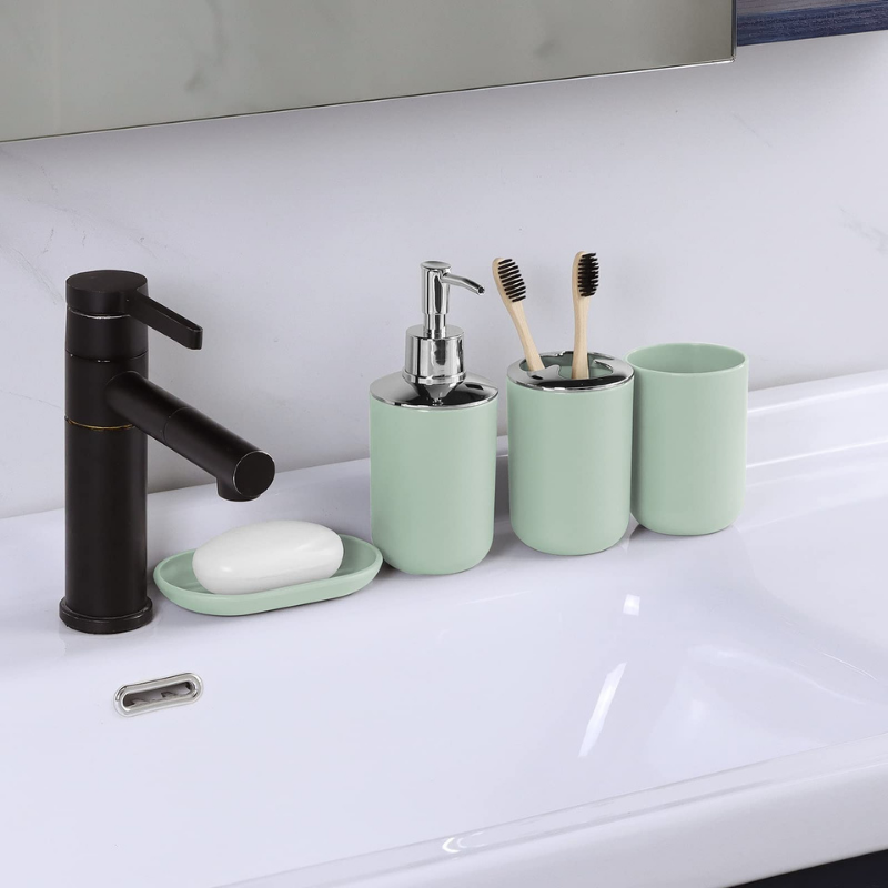 Ensemble d'accessoires de salle de bain tout-en-un vert BAYTIGO®, 6 pièces pour rénover la décoration de votre salle de bain