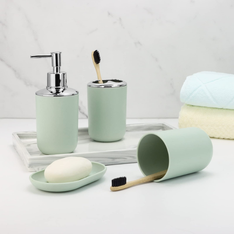 Ensemble d'accessoires de salle de bain tout-en-un vert BAYTIGO®, 6 pièces pour rénover la décoration de votre salle de bain