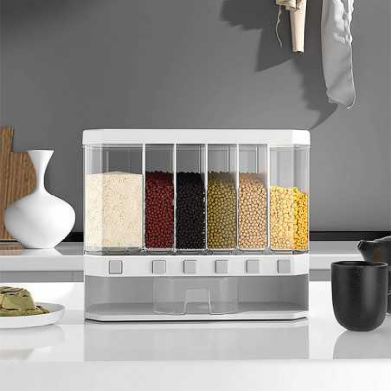 Distributeur mural de cuisine 5 en 1 BAYTIGO® : stockage pratique du riz, des aliments secs et des céréales