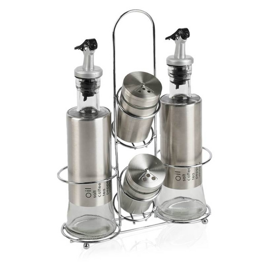Ensemble de bouteilles en verre pour huile de cuisson et épices, alliant design élégant et fonctionnalité pour une organisation optimale de votre cuisine.

