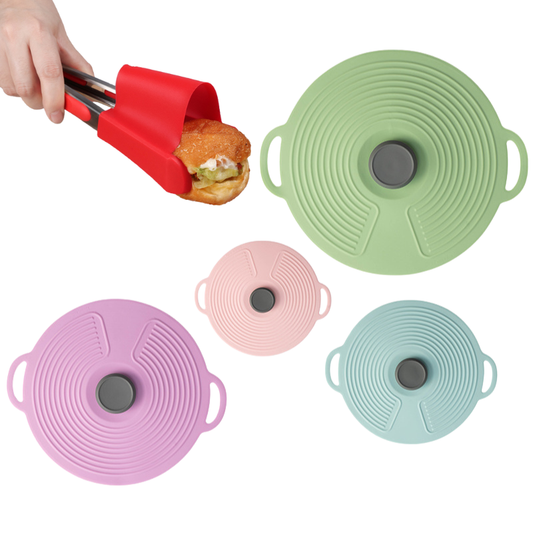 مجموعة الأغطية من سيليكون ومعاها الملقط العجيب 2 في 1 هدية! 🎁