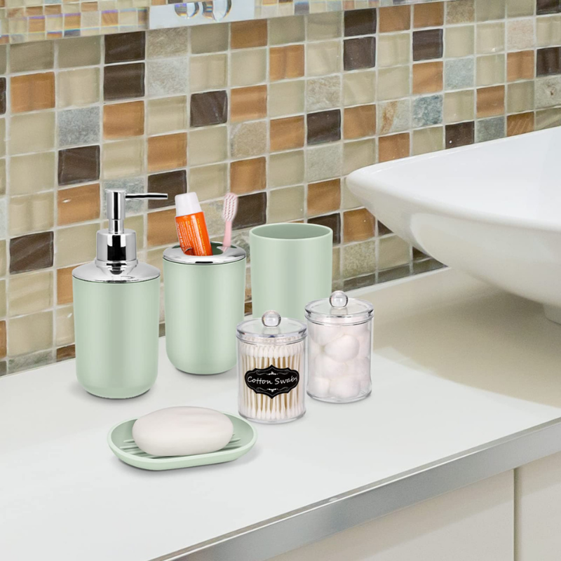 Ensemble d'accessoires de salle de bain tout-en-un vert BAYTIGO®, 6 pièces pour rénover la décoration de votre salle de bain