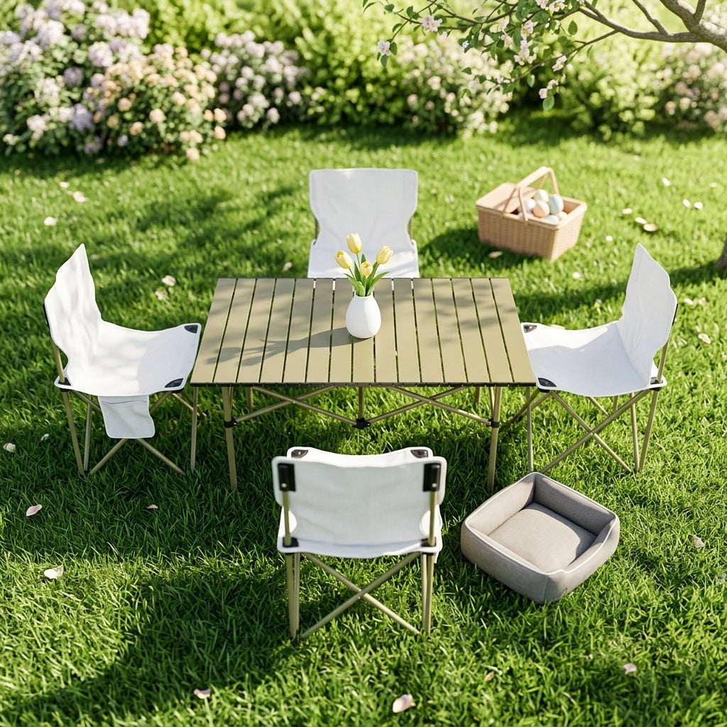 Ensemble d'été complet : table et 4 chaises dans un seul sac