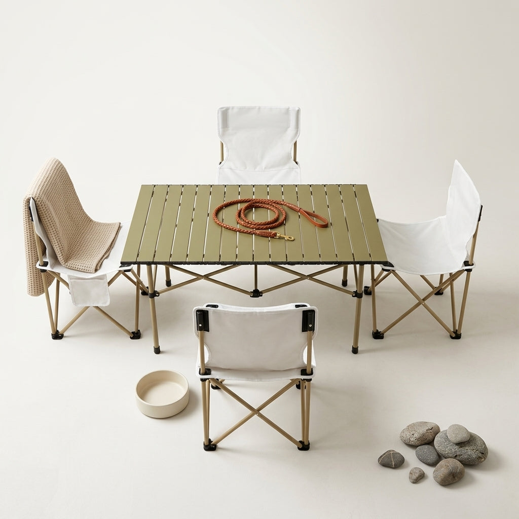 Ensemble d'été complet : table et 4 chaises dans un seul sac