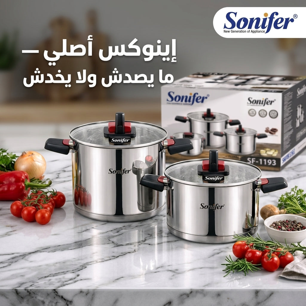 3 طناجرة Sonifer إينوكس لامعة، قوية، تدوم سنين