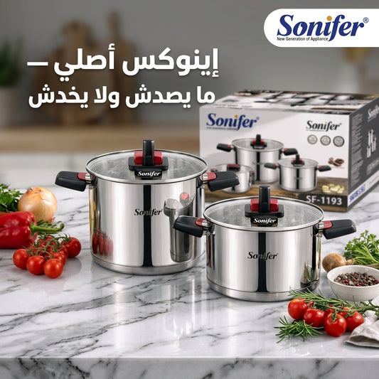 3 طناجرة Sonifer إينوكس لامعة، قوية، تدوم سنين