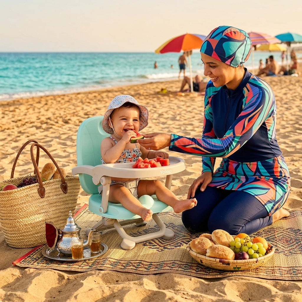 كرسي الأكل المتنقّل🍼 بلاصة صغيرك معاك فين ما مشيتي