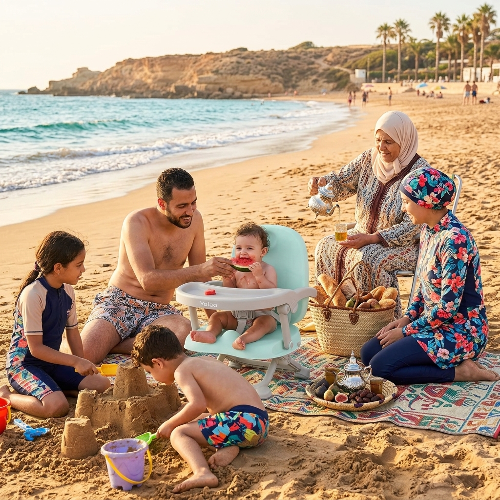 كرسي الأكل المتنقّل🍼 بلاصة صغيرك معاك فين ما مشيتي