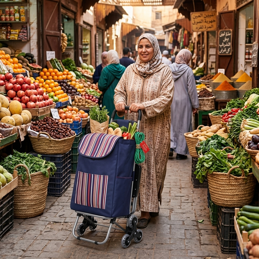 عربة التسوق الذكية بـ 6 عجلات وكرسي مدمج