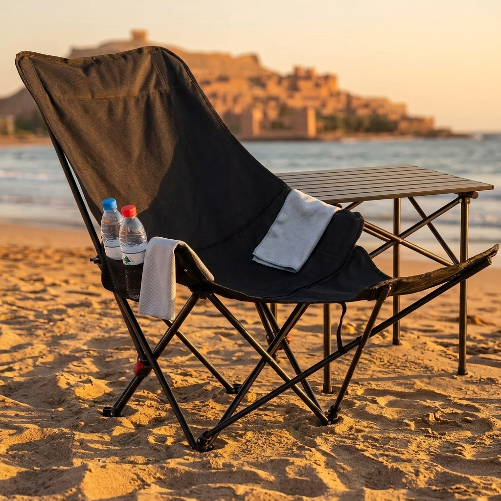 كرسي ريلاكس + طبلة قابلة للطي 🏖️ | باك الكامبينغ والبحر