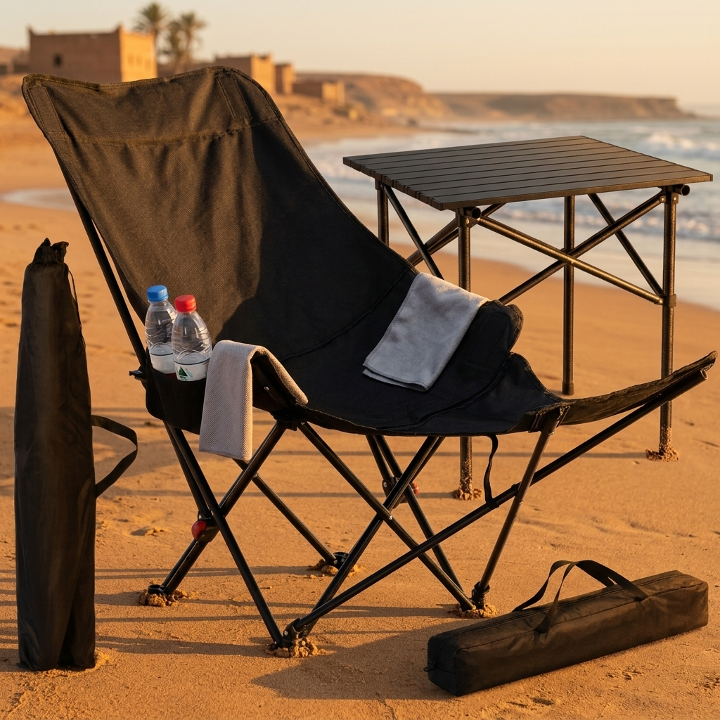 كرسي ريلاكس + طبلة قابلة للطي 🏖️ | باك الكامبينغ والبحر