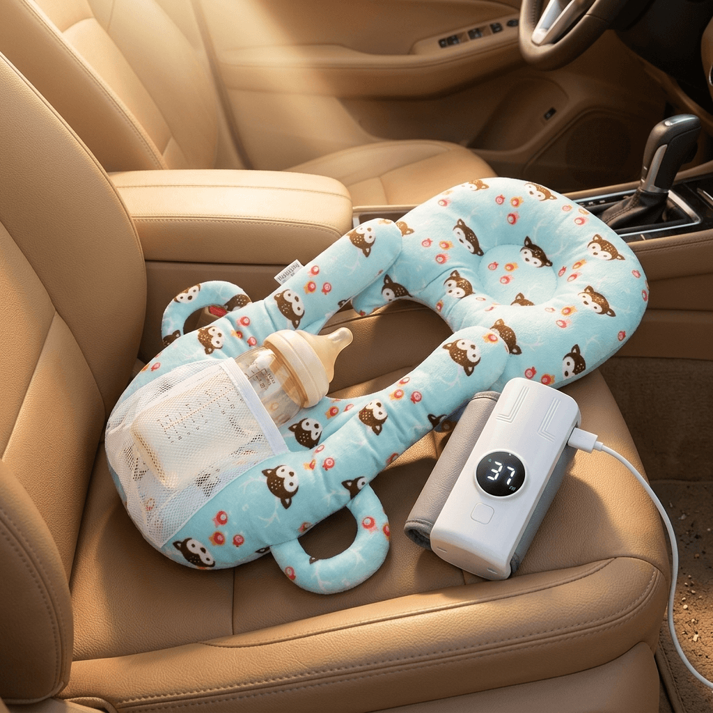 باك الرضاعة الذكي: مسخن رضاعات محمول بالـ USB + مخدة داعمة للبيبي